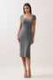 Light Charcoal Square Neck Side Slit Midi Dress