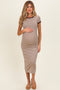 Ecru Striped Solid Trim Maternity Midi Dress