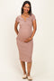 Light Pink Striped Henley Maternity Midi Dress