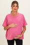 Fuchsia Oversized Maternity Short Sleeve Top