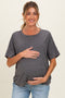 Black Charcoal Oversized Maternity Short Sleeve Top
