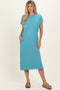 Dusty Teal Pocket Front Midi T-Shirt Dress