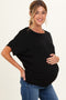 Black Dolman Sleeve Boat Neck Maternity Top