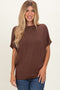 Brown Dolman Sleeve Boat Neck Top