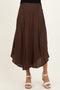 Chocolate Smocked Waist Rounded Hem Maternity Skirt