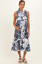 Navy Floral Belted Sleeveless Maternity Shirt Dress