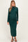 Hunter Green Ruffle Mock Neck Long Sleeve Maternity Midi Dress