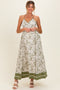 Olive Palm Printed Cutout Tie Back Maternity Maxi Dress