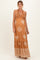 Sandalwood Printed Smocked Halter Maternity Maxi Dress