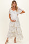 Lemon Floral Flounce Tiered Maternity Maxi Dress