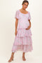 Sweet Pink Floral Flounce Tiered Maternity Maxi Dress