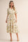 Cream Floral Belted Tiered Midi Dress