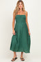 Kelly Green Smocked Thin Strap Maternity Midi Dress