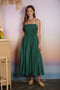 Kelly Green Smocked Thin Strap Midi Dress