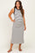 Black Striped Solid Trim Sleeveless Maternity Midi Dress