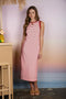 Red Striped Solid Trim Sleeveless Midi Dress