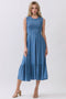 Denim Smocked And Tiered Maxi Dress