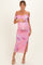 Pink Multi Off-Shoulder Mesh Side Slit Maternity Dress