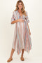 White Multi Printed Deep V-Neck Maternity Maxi Dress