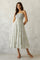 Cream Blue Floral Smocked Tiered Midi Dress