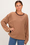 Brown Striped Long Sleeve Crewneck Shirt