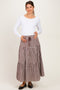 Brown Gingham Tiered Maternity Maxi Skirt