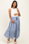 Navy Gingham Tiered Maternity Maxi Skirt