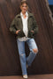 Olive Oversized Corduroy Maternity Zipper Jacket