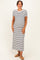 Charcoal/ Ivory Striped Short Sleeve Maternity Midi Dress