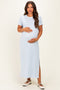 Ivory/ Light Blue Striped Short Sleeve Maternity Maxi Dress