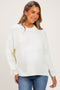 Ivory Waffle Knit Side Slit Maternity Sweater