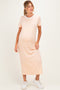 Ivory/ Salmon Striped Short Sleeve Maternity Maxi Dress