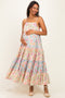 Pink Floral Colorblock Tiered Maternity Maxi Dress