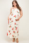Cream Floral Thin Strap Maternity Plus Midi Dress