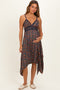 Navy Floral V-Neck Lace Trim Handkerchief Hem Maternity Dress