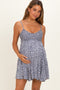 Navy Ditsy Floral V-Neck Smocked Maternity Mini Dress