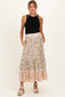 Lemon Mixed Floral Smocked Waist Maternity Maxi Skirt