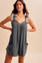 Charcoal Gingham Shoulder Strap Romper