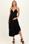 Black Solid V-Neck Cami Maternity Dress
