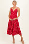 Red Polka Dot Open Back Maternity Maxi Dress