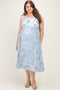 Blue Ivory Plus Floral Tie Shoulder Woven Maternity Midi Dress