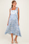 Blue Ivory Floral Tie Shoulder Woven Maternity Midi Dress
