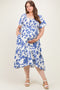 Blue Ivory Plus Sweetheart Smocked Front Floral Maternity Maxi Dress