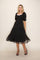 Black Floral Lace Trim Midi Dress