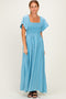 Milky Blue Chambray Smocked Maxi Dress