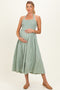 Eucalyptus Striped Smocked Halter Maternity Midi Dress