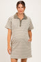 Olive Striped Polo Maternity T-Shirt Mini Dress