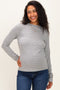 Heather Grey Striped Rolled Neck Maternity Top