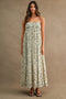 Cream Floral Empire Waist Sleeveless Midi Dress
