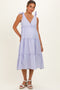 Lavender Tiered Shoulder Tie Maternity Midi Dress